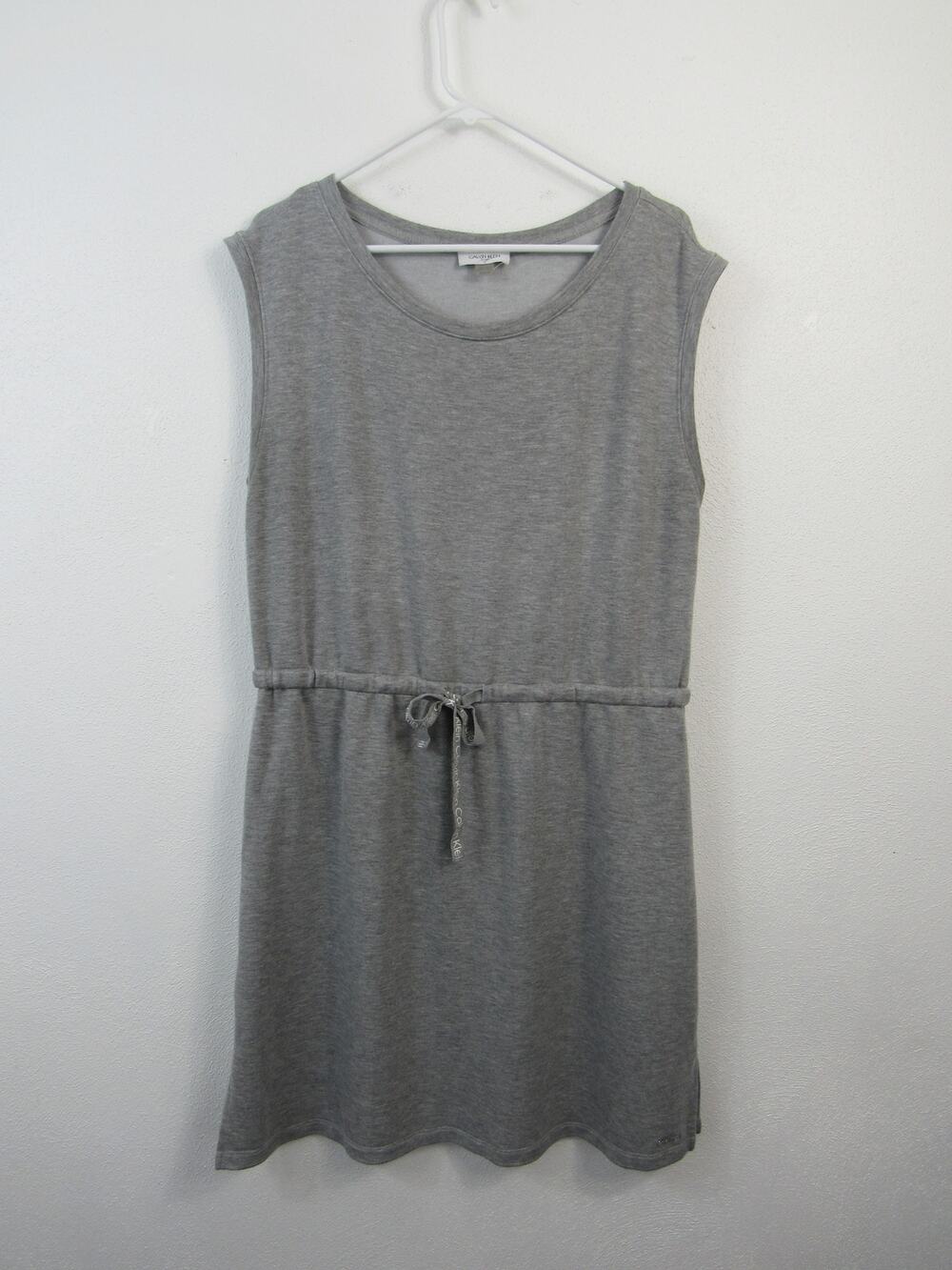 Calvin Klein XL Solid Drawstring Tank Dress Grey NWOT Crewneck *very soft*